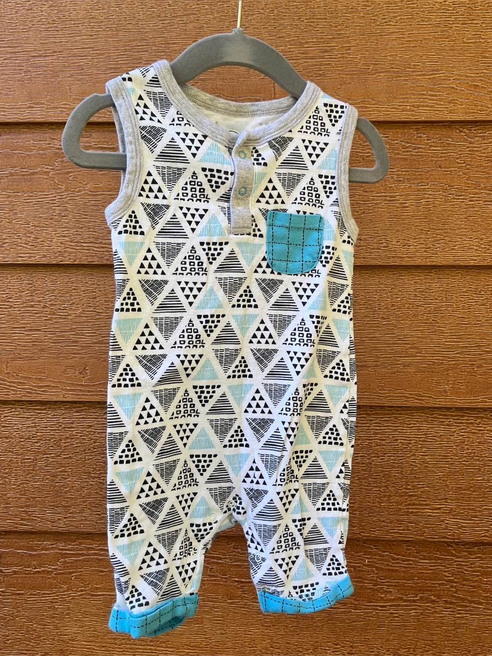 Lamaze Organic Cotton Geometric Sleeveless Unisex Baby Romper 18M Blue White